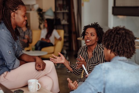 group of women brainstorming