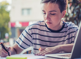 Student studying alone