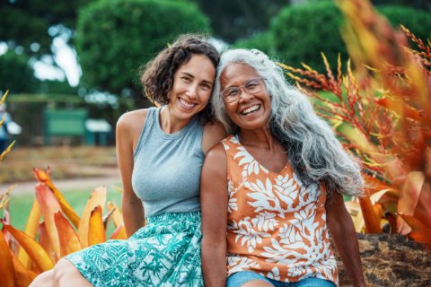 woman with elderly mother