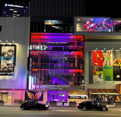 Exterior view of the Grammy Museum in Los Angeles 