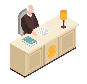 Judge sitting at desk