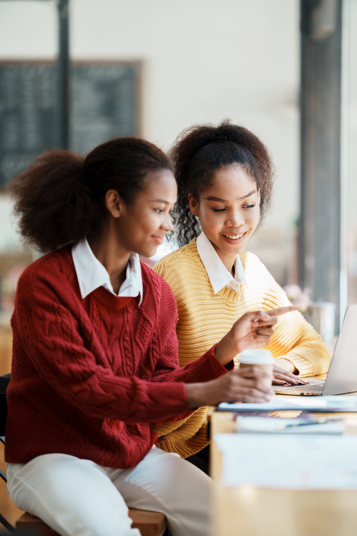 two students working