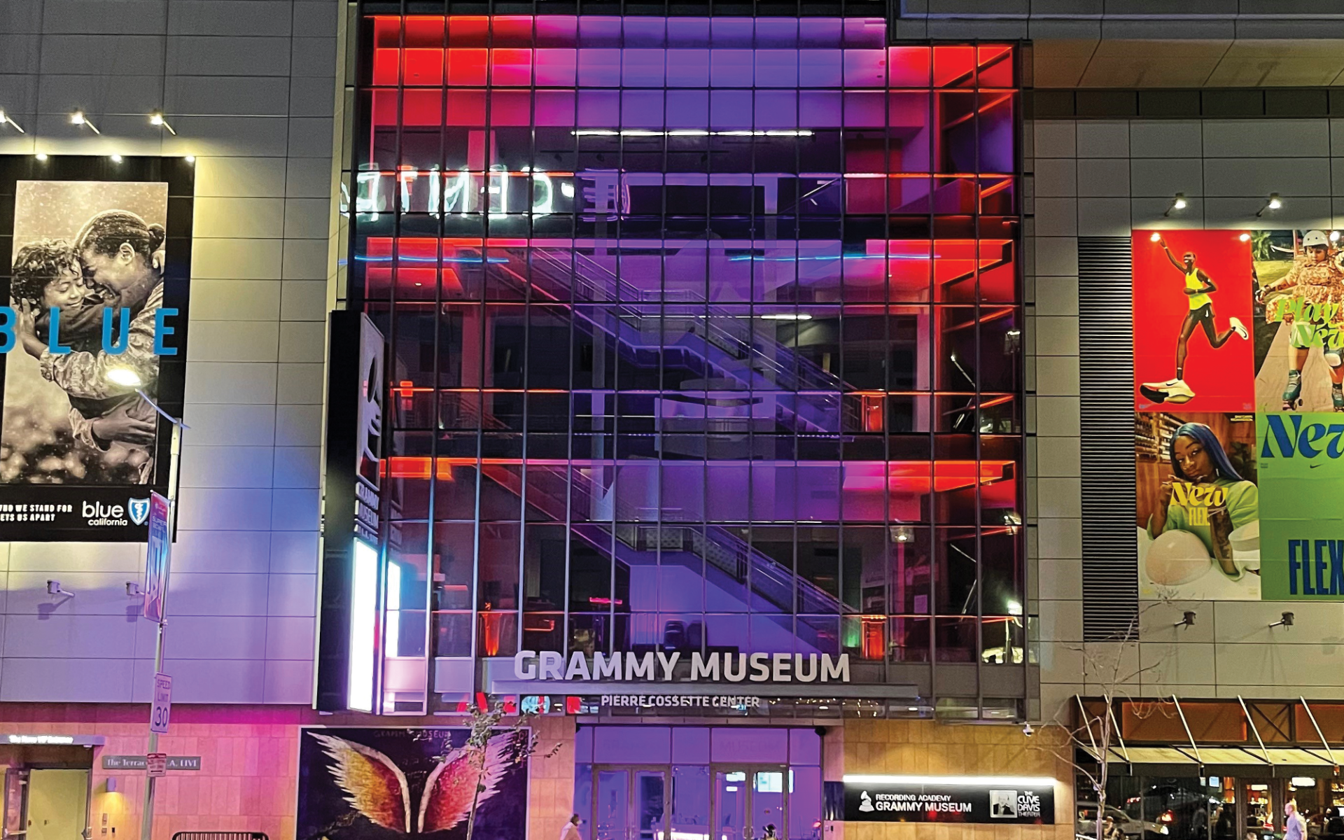 The exterior of the Grammy Museum in Los Angeles