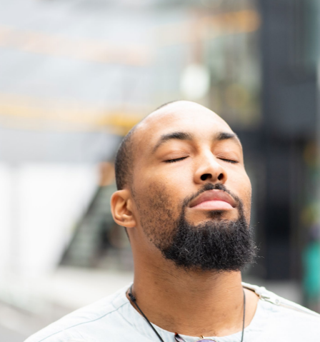 Man facing towards the sky